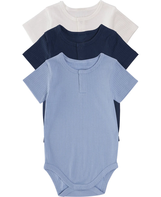 BodySuit Onesie 100% Cotton Knitted High Quality Enzyme washed 3 Pcs Bundle Plain Color